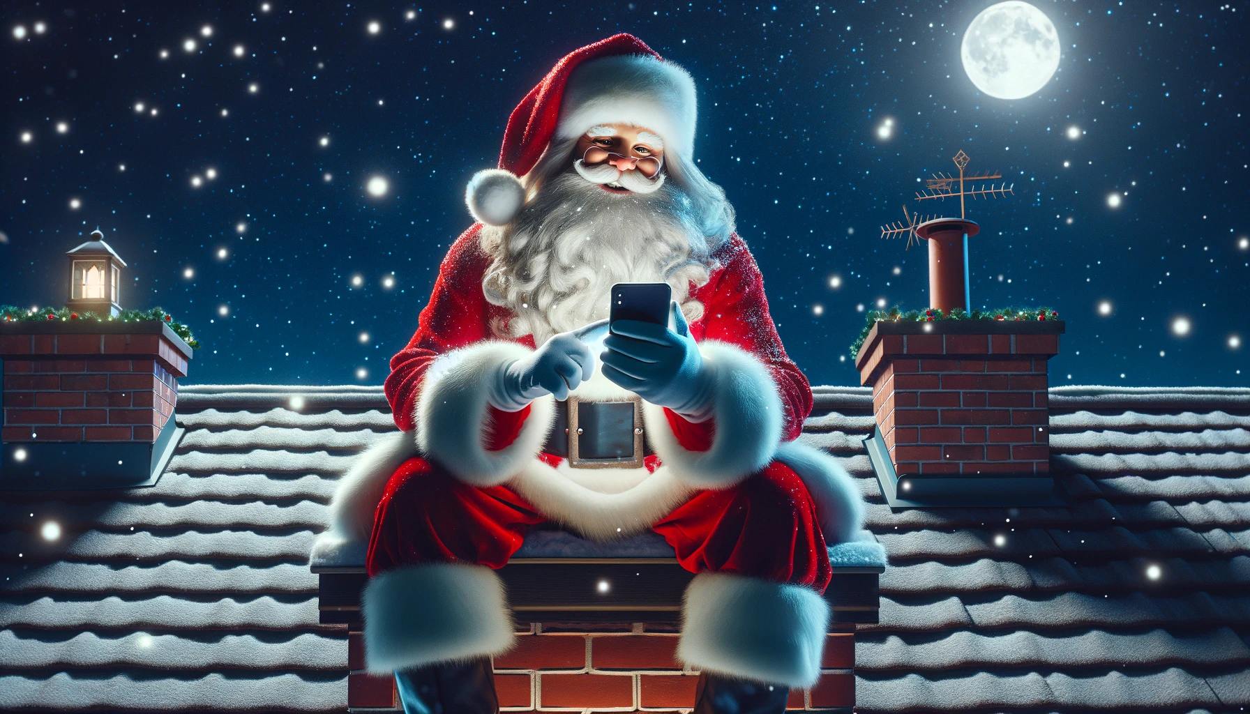 Santa Claus choosing smartphone